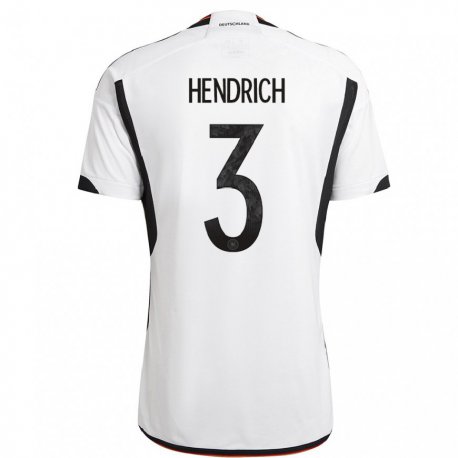 Kandiny Femme Maillot Allemagne Kathrin Hendrich #3 Blanc Noir Tenues Domicile 22-24 T-shirt