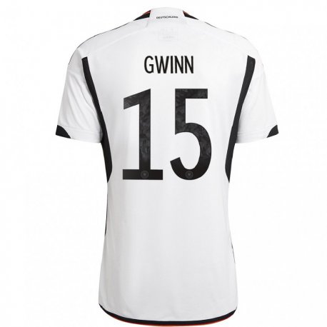 Kandiny Femme Maillot Allemagne Giulia Gwinn #15 Blanc Noir Tenues Domicile 22-24 T-shirt