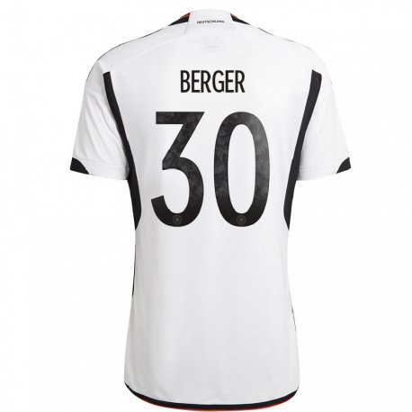 Kandiny Femme Maillot Allemagne Ann Katrin Berger #30 Blanc Noir Tenues Domicile 22-24 T-shirt