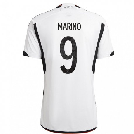 Kandiny Femme Maillot Allemagne Stefano Marino #9 Blanc Noir Tenues Domicile 22-24 T-shirt