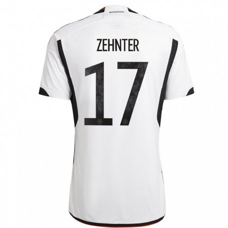 Kandiny Femme Maillot Allemagne Aaron Zehnter #17 Blanc Noir Tenues Domicile 22-24 T-shirt