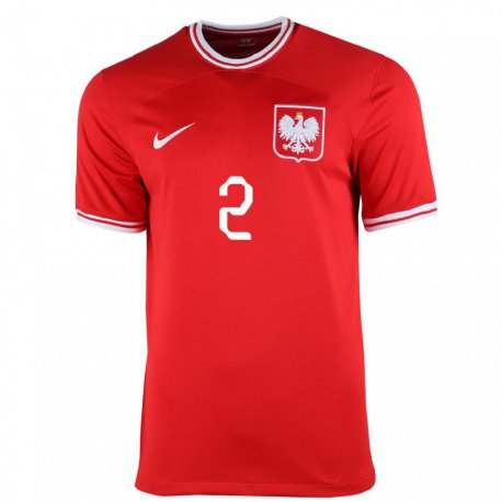 Kandiny Femme Maillot Pologne Jakub Kolan #2 Rouge Tenues Extérieur 22-24 T-shirt