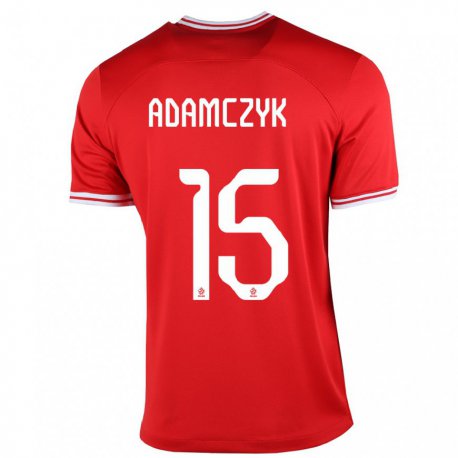 Kandiny Femme Maillot Pologne Nico Adamczyk #15 Rouge Tenues Extérieur 22-24 T-shirt
