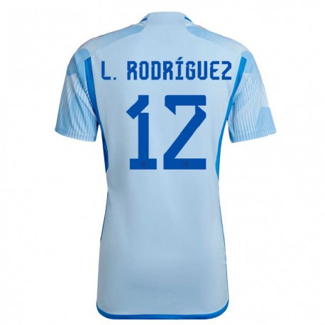 Kandiny Femme Maillot Espagne Lucia Rodriguez #12 Bleu Ciel Tenues Extérieur 22-24 T-shirt