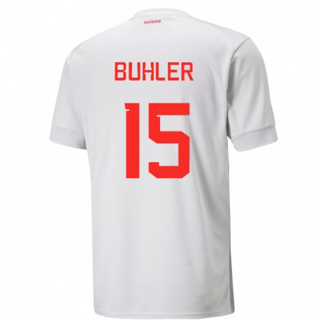 Kandiny Femme Maillot Suisse Luana Buhler #15 Blanc Tenues Extérieur 22-24 T-shirt