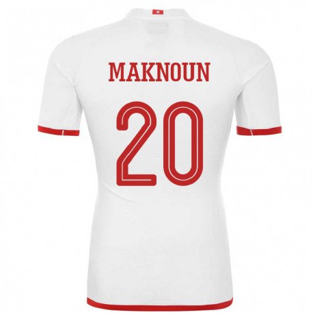 Kandiny Femme Maillot Tunisie Leila Maknoun #20 Blanc Tenues Extérieur 22-24 T-shirt