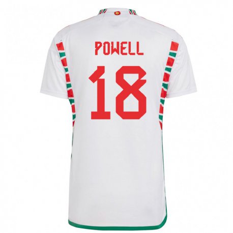 Kandiny Femme Maillot Pays De Galles Ella Powell #18 Blanc Tenues Extérieur 22-24 T-shirt