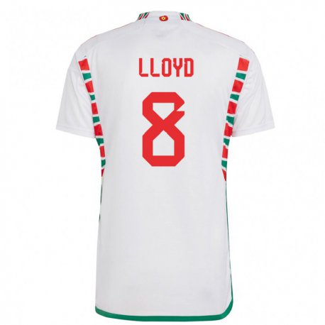 Kandiny Femme Maillot Pays De Galles Ben Lloyd #8 Blanc Tenues Extérieur 22-24 T-shirt