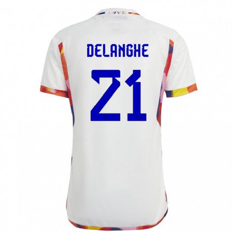 Kandiny Femme Maillot Belgique Maxime Delanghe #21 Blanc Tenues Extérieur 22-24 T-shirt