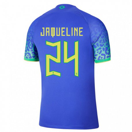 Kandiny Femme Maillot Brésil Jaqueline #24 Bleu Tenues Extérieur 22-24 T-shirt