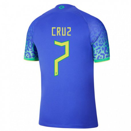 Kandiny Femme Maillot Brésil Joao Cruz #7 Bleu Tenues Extérieur 22-24 T-shirt