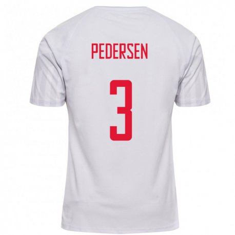 Kandiny Femme Maillot Danemark Stine Ballisager Pedersen #3 Blanc Tenues Extérieur 22-24 T-shirt