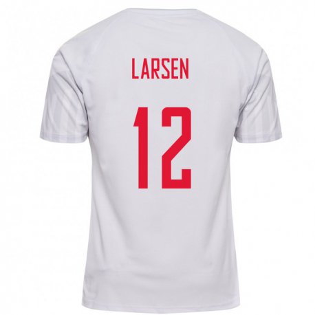 Kandiny Femme Maillot Danemark Stine Larsen #12 Blanc Tenues Extérieur 22-24 T-shirt