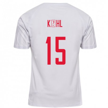 Kandiny Femme Maillot Danemark Kathrine Kuhl #15 Blanc Tenues Extérieur 22-24 T-shirt