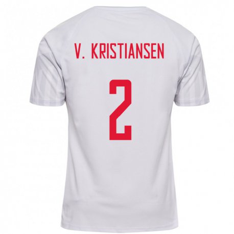 Kandiny Femme Maillot Danemark Victor Kristiansen #2 Blanc Tenues Extérieur 22-24 T-shirt