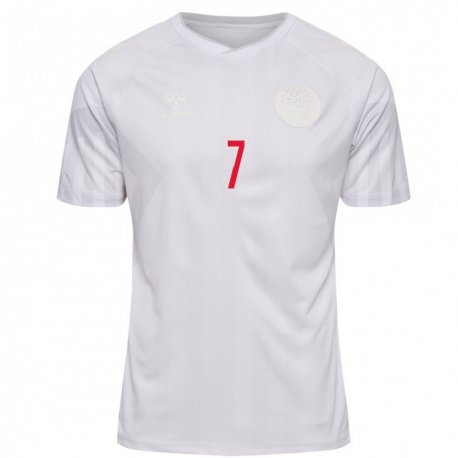 Kandiny Femme Maillot Danemark Victor Jensen #7 Blanc Tenues Extérieur 22-24 T-shirt