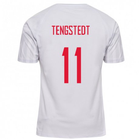 Kandiny Femme Maillot Danemark Casper Tengstedt #11 Blanc Tenues Extérieur 22-24 T-shirt