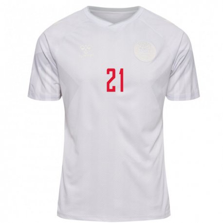 Kandiny Femme Maillot Danemark Mads Bidstrup #21 Blanc Tenues Extérieur 22-24 T-shirt
