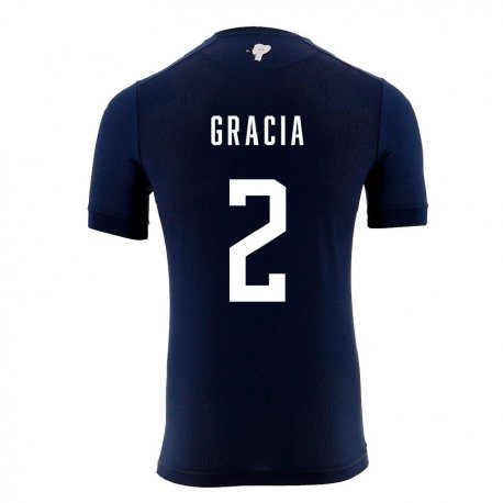 Kandiny Femme Maillot Équateur Ericka Gracia #2 Bleu Marine Tenues Extérieur 22-24 T-shirt