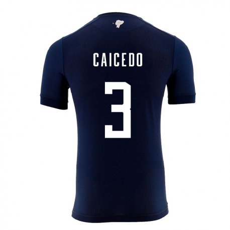 Kandiny Femme Maillot Équateur Jessy Caicedo #3 Bleu Marine Tenues Extérieur 22-24 T-shirt