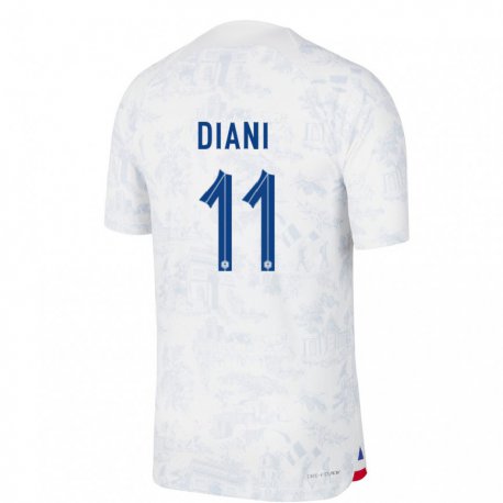 Kandiny Femme Maillot France Kadidiatou Diani #11 Blanc Bleu  Tenues Extérieur 22-24 T-shirt