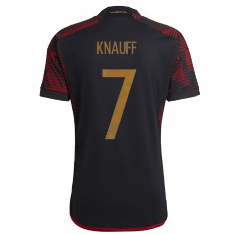 Kandiny Femme Maillot Allemagne Ansgar Knauff #7 Marron Noir Tenues Extérieur 22-24 T-shirt