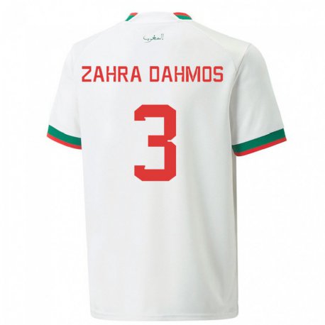 Kandiny Femme Maillot Maroc Fatima Zahra Dahmos #3 Blanc Tenues Extérieur 22-24 T-shirt