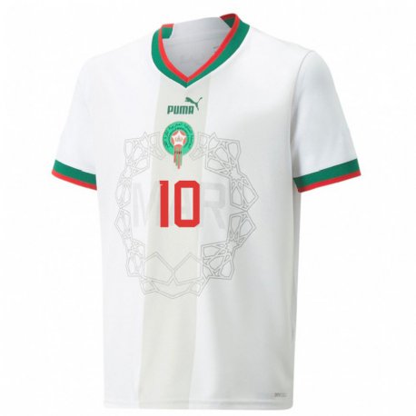 Kandiny Femme Maillot Maroc Mountassir Elhtemy #10 Blanc Tenues Extérieur 22-24 T-shirt