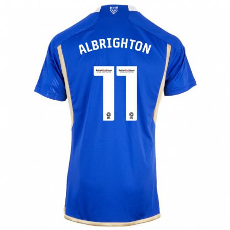 Kandiny Enfant Maillot Marc Albrighton #11 Bleu Tenues Domicile 2023/24 T-Shirt