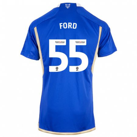 Kandiny Enfant Maillot Harvey Godsmark-Ford #55 Bleu Tenues Domicile 2023/24 T-Shirt
