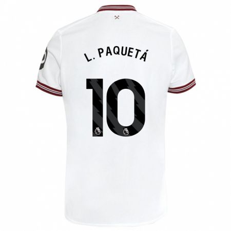 Kandiny Enfant Maillot Lucas Paquetá #10 Blanc Tenues Extérieur 2023/24 T-Shirt