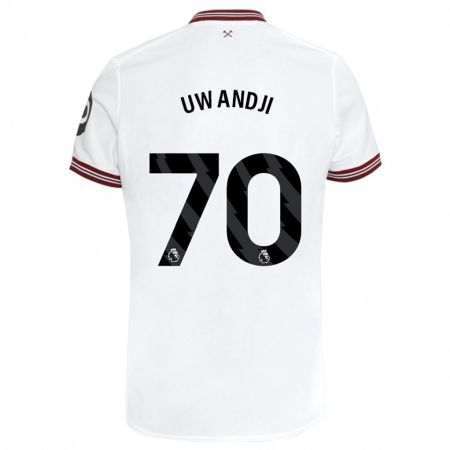Kandiny Enfant Maillot Blaise Uwandji #70 Blanc Tenues Extérieur 2023/24 T-Shirt