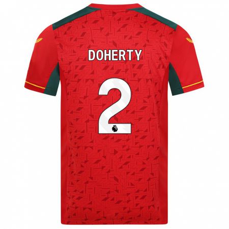 Kandiny Enfant Maillot Matt Doherty #2 Rouge Tenues Extérieur 2023/24 T-Shirt
