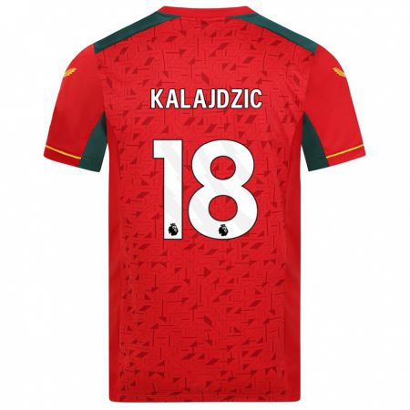 Kandiny Enfant Maillot Sasa Kalajdzic #18 Rouge Tenues Extérieur 2023/24 T-Shirt