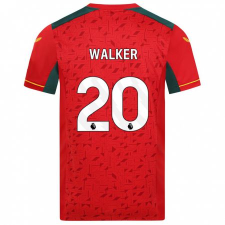 Kandiny Enfant Maillot Lowri Walker #20 Rouge Tenues Extérieur 2023/24 T-Shirt