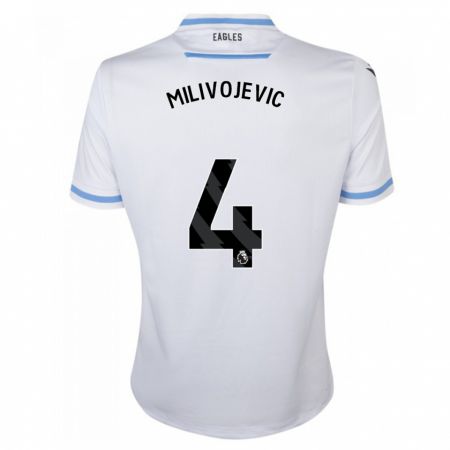 Kandiny Enfant Maillot Luka Milivojevic #4 Blanc Tenues Extérieur 2023/24 T-Shirt
