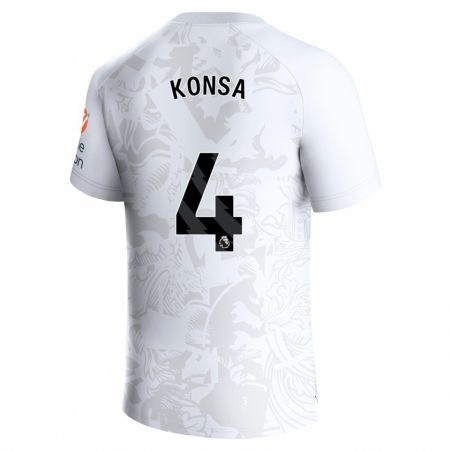 Kandiny Enfant Maillot Ezri Konsa #4 Blanc Tenues Extérieur 2023/24 T-Shirt