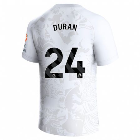 Kandiny Enfant Maillot Jhon Durán #24 Blanc Tenues Extérieur 2023/24 T-Shirt