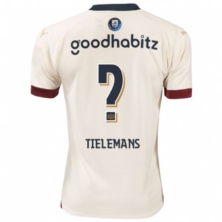 Kandiny Enfant Maillot Mathijs Tielemans #0 Blanc Cassé Tenues Extérieur 2023/24 T-Shirt