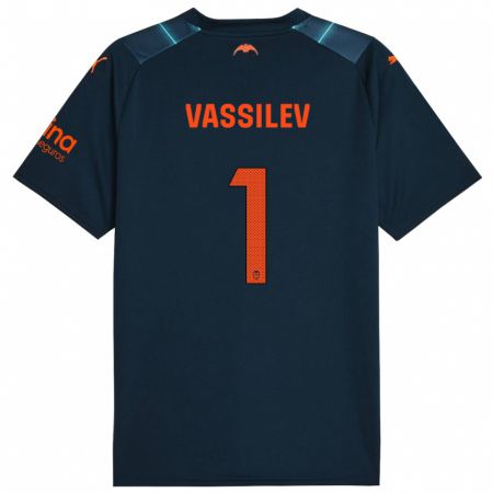 Kandiny Enfant Maillot David Vassilev #1 Bleu Marin Tenues Extérieur 2023/24 T-Shirt