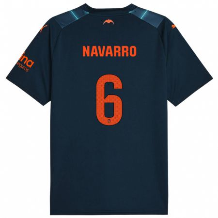 Kandiny Enfant Maillot Javi Navarro #6 Bleu Marin Tenues Extérieur 2023/24 T-Shirt