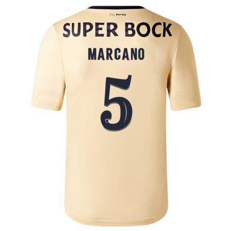 Kandiny Enfant Maillot Iván Marcano #5 Beige-Doré Tenues Extérieur 2023/24 T-Shirt