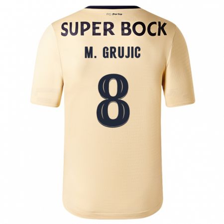 Kandiny Enfant Maillot Marko Grujic #8 Beige-Doré Tenues Extérieur 2023/24 T-Shirt