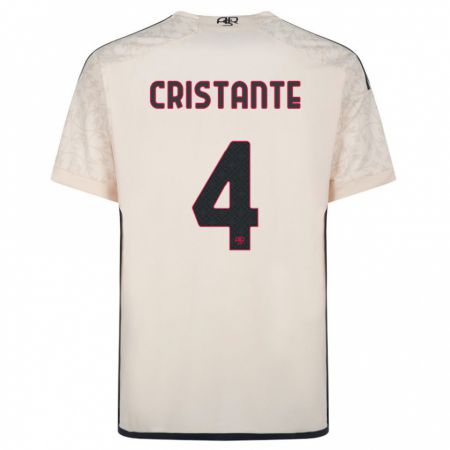 Kandiny Enfant Maillot Bryan Cristante #4 Blanc Cassé Tenues Extérieur 2023/24 T-Shirt