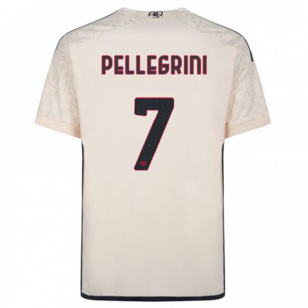 Kandiny Enfant Maillot Lorenzo Pellegrini #7 Blanc Cassé Tenues Extérieur 2023/24 T-Shirt