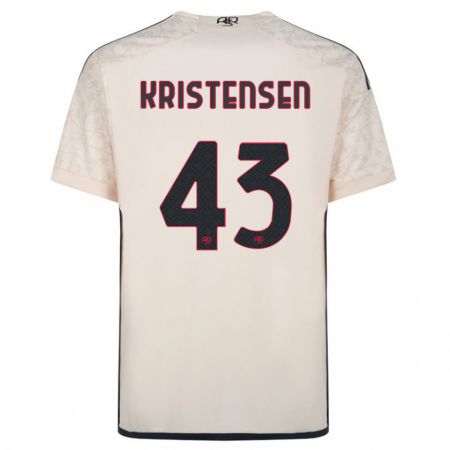 Kandiny Enfant Maillot Rasmus Kristensen #43 Blanc Cassé Tenues Extérieur 2023/24 T-Shirt
