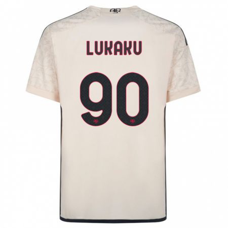Kandiny Enfant Maillot Romelu Lukaku #90 Blanc Cassé Tenues Extérieur 2023/24 T-Shirt