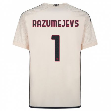 Kandiny Enfant Maillot Vladislavs Razumejevs #1 Blanc Cassé Tenues Extérieur 2023/24 T-Shirt