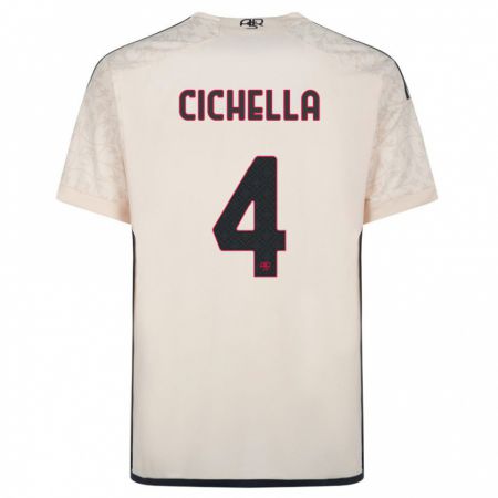 Kandiny Enfant Maillot Matteo Cichella #4 Blanc Cassé Tenues Extérieur 2023/24 T-Shirt