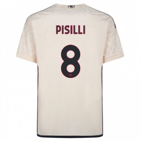 Kandiny Enfant Maillot Niccolò Pisilli #8 Blanc Cassé Tenues Extérieur 2023/24 T-Shirt